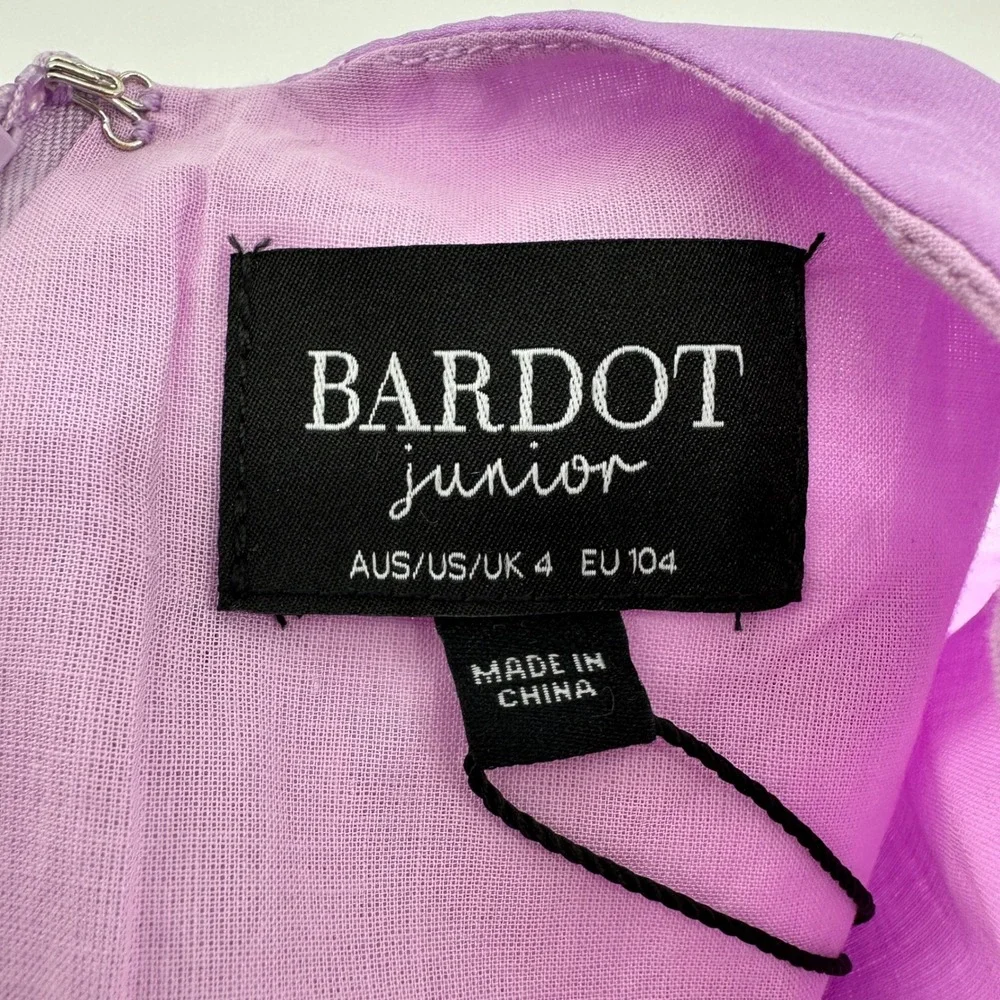 Bardot Junior Girls Lilac Purple Floral Applique Ruffle Dress 1188DBG Size 4 NEW